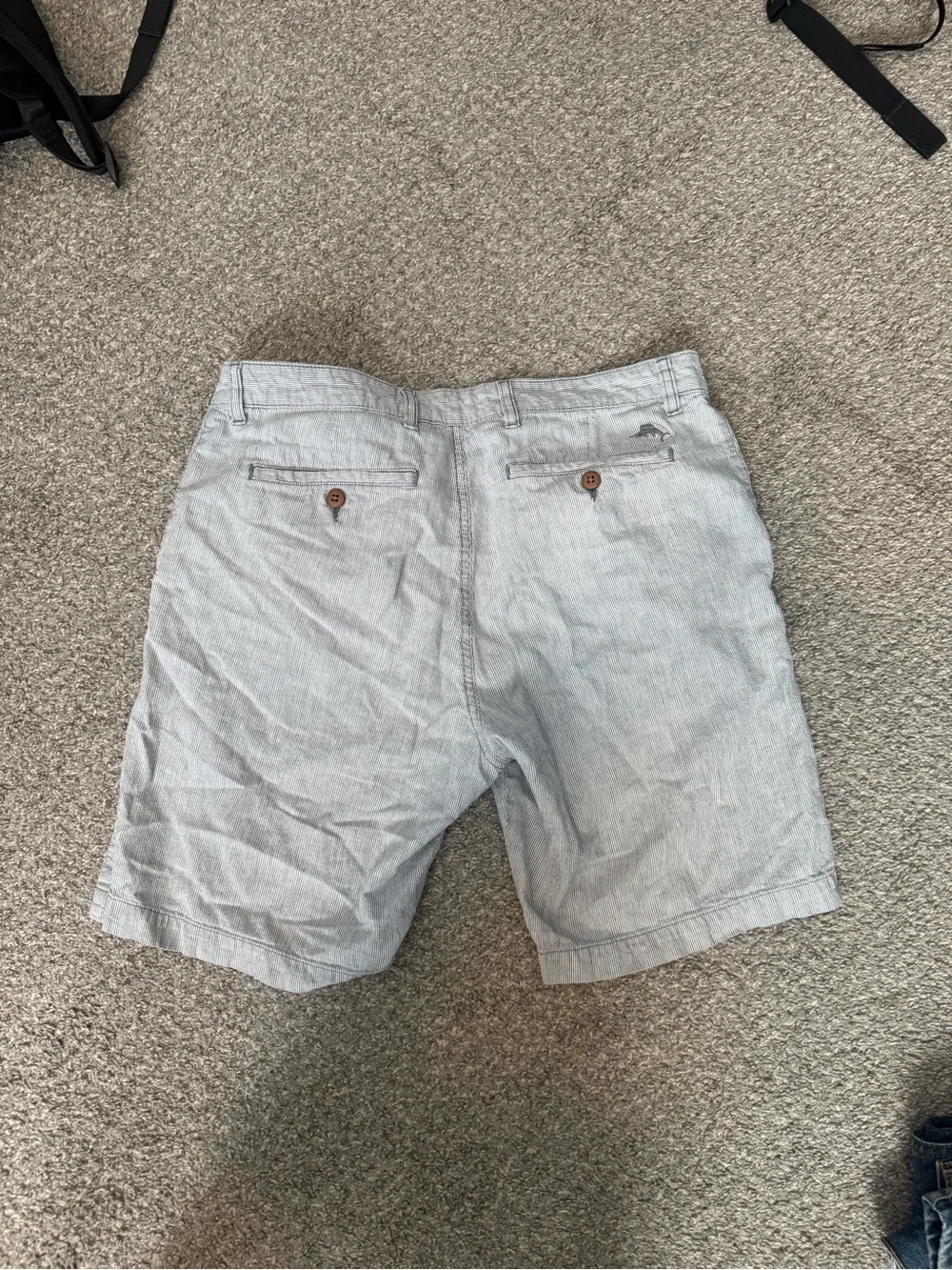 Tommy Bahama Light Gray Casual Flat-Front Shorts